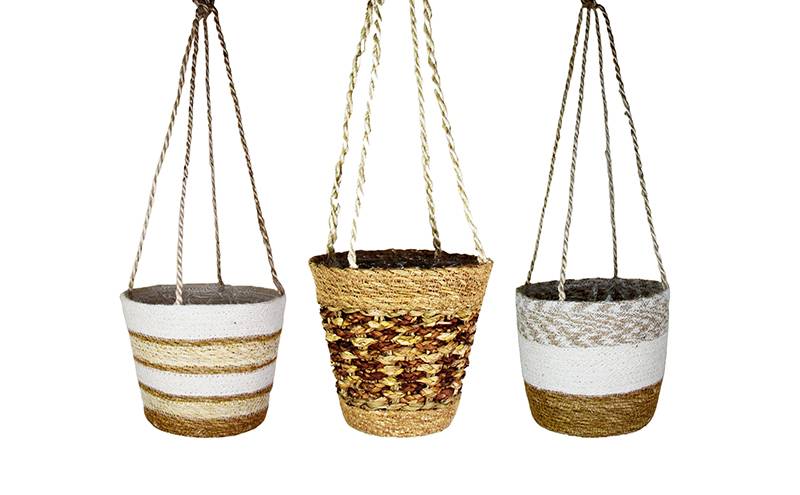 Jute Drawstring & Seagrass Hanging Pot